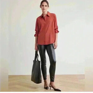 NWT RW&CO Faux-Leather Brown High-Waist Slim Leggings Women's Size XXL